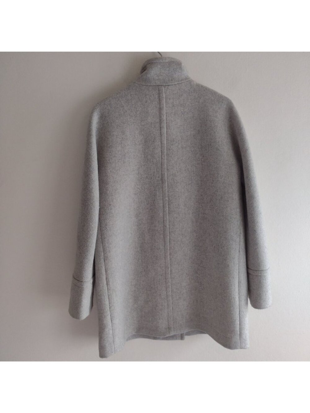 J Crew Womens Wool Blend Coat 12 Gray Funnel Collar Heavy Winter Jacket - Picture 9 of 14